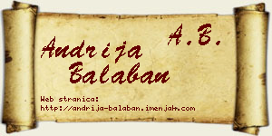 Andrija Balaban vizit kartica